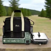 Danoz Camping - Portable Gas BBQ Stove PRO Grill Plate Burner Butane Camping Gas Cooker With Non Stick Pan and Lid