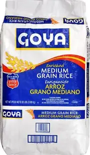 Goya Medium Grain Rice 20 Pound Pack Enriched Fat Free Vegan Kosher