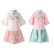 Chinese Hanfu Dress Set Girls Traditional Tang Suit Summer Outfit Cultural