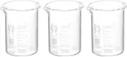 uxcell 3Pcs 10ml Low Form Glass Beaker, 3.3 Borosilicate Glass Graduated Printed Scale Measuring Cups with Spout for Kitchen Lab Liquids