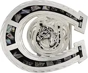 [WESTERN EXPRESS] Horseshoe & Abalone German Silver Belt Buckle