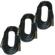 3 Pack Lot shielded XLR pin Male Female Microphone Mic Extension Cable 50ft foot