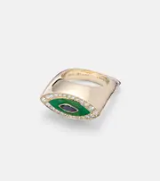 [Marie Lichtenberg] Marie Lichtenberg Evil Eye 18kt gold ring with diamonds and sapphire L 1/2 gold