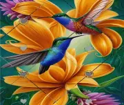 HUMMINGBIRDS TROPICAL FLORAL COMPUTER MOUSE PAD 9 x 7