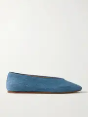 [Le Monde Béryl] Le Monde Béryl - Regency Grosgrain-trimmed Denim Ballet Flats - Blue - IT36.5 IT 36.5 Blue