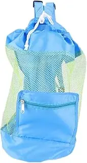 [Aumotop] Children Kids Mesh Drawstring Backpack Summer Outdoor Beach Shell Toy Bag Mesh Backpack for Beach Pool Lightweight Breathable Sturdy Nylon Portable Blue