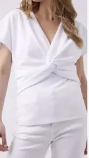 DECJUBA Top Size Large L Talia Twist White Short Sleeve BNWT