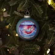 Mermaid on Floaty Glass Globe Ornament Made in USA Hand Painted