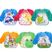 Baby Feeding Smock Apron Waterproof Toddler Infant Kids Bibs Cartoon Print US