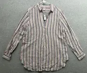 Chico’s Blouse Top Womens Large Collar Striped Button Front Spring Summer New