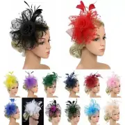 Alice Headband Clip Fascinator Hat Feathers Hair Clip Tea Party Headband