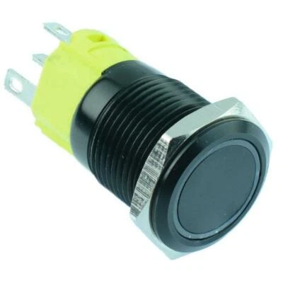 Black Momentary / Latching 16mm illuminated Metal Vandal Push Button Switch 12V