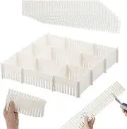 14.5 in White Adjustable Drawer Dividers, KUAOOAUK 8PC DIY Grid Drawer Organizer Dividers, Plastic Organizer Separator for Socks Underwear Makeup Cosmetic Clothes Can Help Tidy Kitchen Bedroom Dresser
