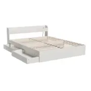 NNEDSZ Bed Frame Double Size Mattress Base wtih Charging Ports 2 Storage Drawers