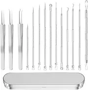 YUENTOEN 17Pcs Pimple Popper Tool Kit, Blackhead Remover Kit with Metal Case, Blackhead Remover Comedone Extractor Tools for Removing Zit on Face