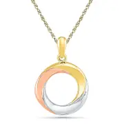 Open Circle Pendant in 10K Tri-Tone Gold