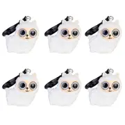 6PK Alpaca Valley Eye Popping Keychain/Keyring Llama Squeeze Toy 5x6cm White