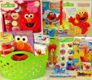 NEW elmo EASTER GIFT BASKET SESAME STREET BATH TUB TOYS ACTION FIGURE PLAY SET
