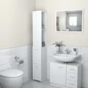 Wooden Bathroom Cabinet Vanity Storage Rack Shelf Cupboard White 25x26.5x170cm