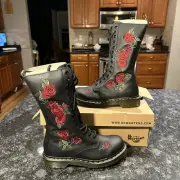 Doc Dr Martens 1914 Vonda 14 Eyelet Floral Rose Pattern Boots Women's Size US 7