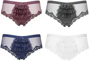 [GOODLUKE] Sexy Lingerie, Low Waist Panties Lace Side Panties Bikini Underwear Big Size Breathable Without Trace Butt Nylon/Nylon Material 4 Pieces