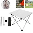 Portable Folding Table Roll Up Aluminum Desk Outdoor Camping Picnic BBQ w/ Bag