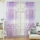 Offset Printing Sheer Curtain Yarn Tulle Window Screen Voile Panel(Purple)