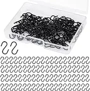 NQEUEPN 100pcs Small S Hooks for Hanging, Mini S Shaped Hook Stainless Steel S Shaped Hooks with Storage Box S Ornament Hooks for DIY Crafts Jewelry Key Chain Tags (Black)