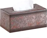 Leather Tissue Box Cover Retro Rectangular Facial Tissue Box Holder, Modern Napkin Storage Caddy with Magnetic Bottom, Pumping Paper Dispenser Case for House Bathroom Office Car Living Room