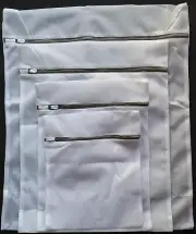 Delicates Wash Bags Non-Rust Zippers White Wash Bag Polyester, Select Size