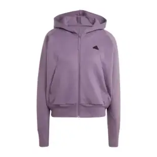 【Adidas】W Z.N.E. Full-Zip 女款 紫 黑 連帽外套 寬版 拉鍊口袋 -IN5132-L