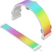 ARGB PC Power Supply Cable, RGB PSU Cable with LED Stripes, 5V 3Pin ARGB Synchronized, RGB Power Extension Cable Kit for 24 Pin Motherboard/8 Pin Graphics Card/PC Case