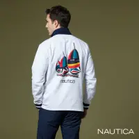 在飛比找momo購物網優惠-【NAUTICA】男裝 帆船印花長袖拉鍊POLO衫(白)