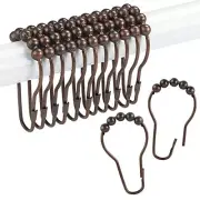 Brown Shower Curtain Hooks Rings,Set of 12 Bronze Decorative Shower Curtain