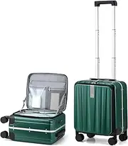 [Hanke] 16 Inch Underseat Carry On Luggage with Wheels,Top Opening Small Hard Shell Suitcases for Weekender Trip, Lightweight Travel Luggage for Womem Men,Dark Green