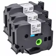 3 PK Black on White Label Tape Compatible for Brother TZ 251 1" 24mm P-touch