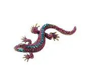 Unisex Brooch Pin Lizard Colorful Rhinestones Jewelry Vintage Long Lasting Blazer Brooch Clothes Decor - Rose Red