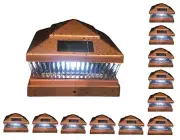 12 Pcs Copper Solar Garden Outdoor Cap Post Light 5X5 Plastic with 5 LED Bulbs