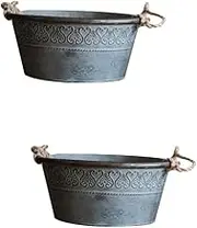2 Pcs Bucket Tin in Vintage Iron Style Retro Bucket Adornment Iron Sheet Storage Bucket