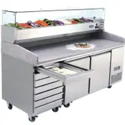 Atosa 2 Door Refrigerated Pizza Table With Drawers
