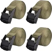TRIWONDER Tie Down Straps Lashing Straps Nylon Webbing Straps Heavy Duty Belts for Luggage Suitcase Packing Cargo Freight (Green - 4 Packs, 1m)