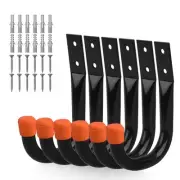 6 Pack Garage Hooks, Utility Hooks, Garage Hook Heavy Duty Wall Hook (Black)