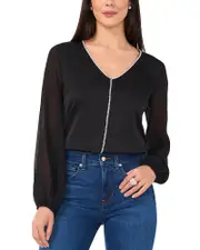 Vince Camuto V Neck Chiffon Sleeve Blouse