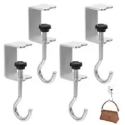 cobee 4 Pack Clamp-On Under Desk Hooks, Desk Mount Hanging Bag Holder Metal
