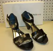 Style & Co New Womens Mild Red Black Open Toe Heels Shoes 8.5 M