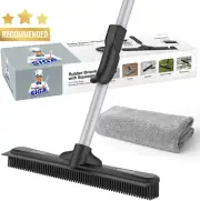 Pet Hair Removal Rubber Broom 3-in-1 w/ Squeegee & 61in Adjustable Handle