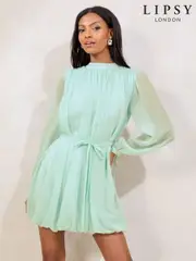 Lipsy Mint Green Puff Ball Mini Shift Dress (AR6901) | $113