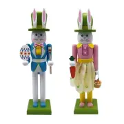 Easter Bunny Wooden Nutcracker Decor 12" Wooden Nutcracker Decorations Easter...