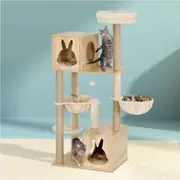 141cm i.Pet Cat Tree Tower Scratching Post Scratcher Wood Bed Condo Toys House Ladder