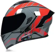 Bluetooth Full Face Helmet, Modular Motorcycle Helmet, DOT/ECE Certified Flip Up Motorcycle Helmet, Double Layer Visor, Motorcycle Helmets for Men and Women H,M(55-56CM)